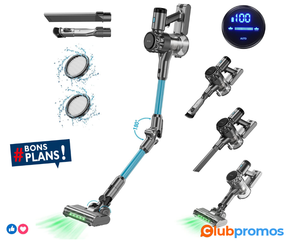 KOHE K10 Aspirateur Balai sans Fil 33000PA 500W, Jusqu'à 55 Minutes Autonomie, Aspirateur sans...png