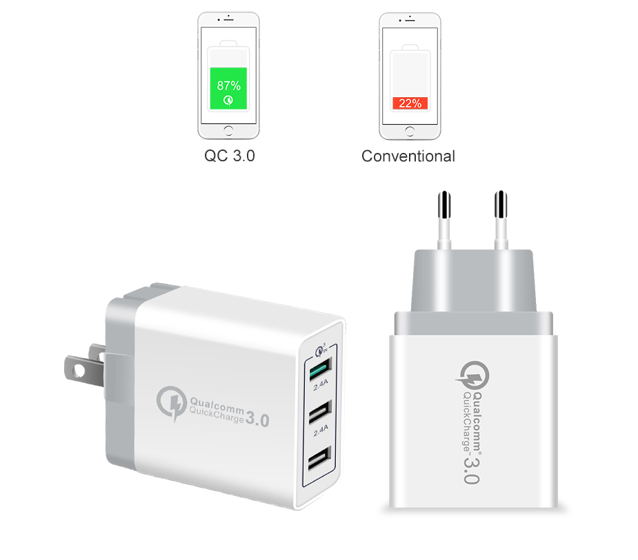 Konsmart QC3.0 3 port USB Wall Charger Travel Charger.png