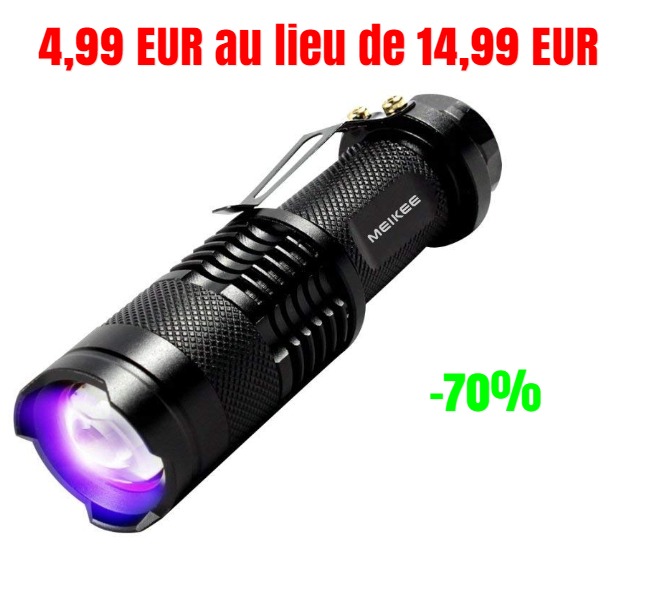 Lampe de Poche MEIKEE Torche lumière violette pratique LED 300 lumens IP65 étanche  éclairage.jpg