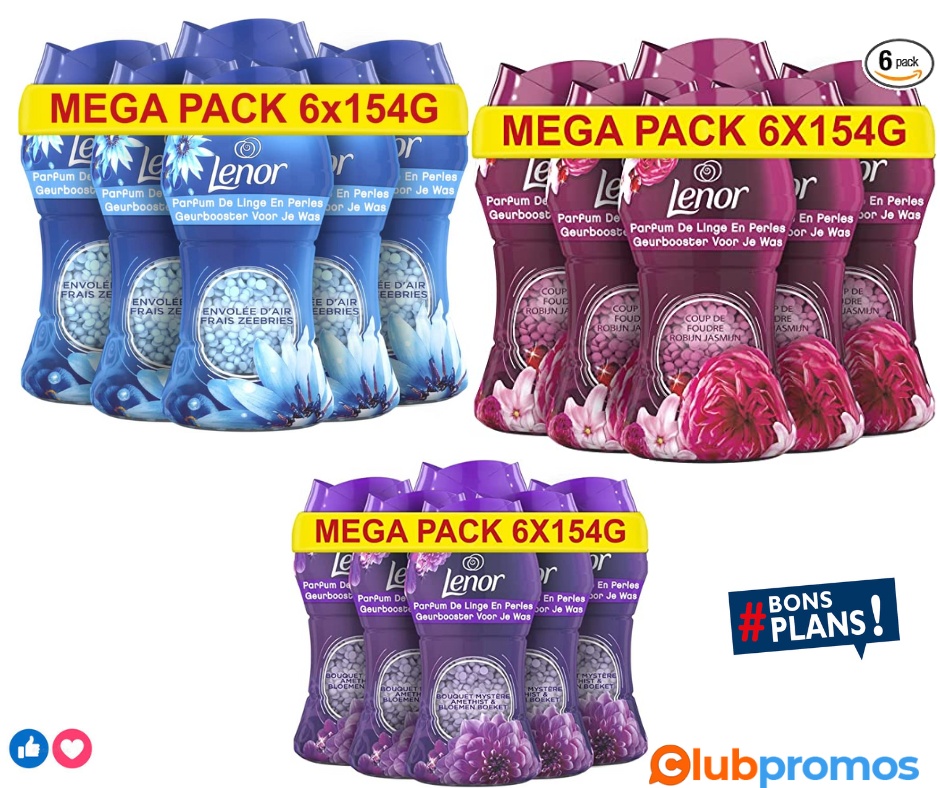 Lenor Parfum de Linge en Perles, 66 Lavages (154g x 6), Coup de Foudre, Pour Un Vent De Fraîch...png