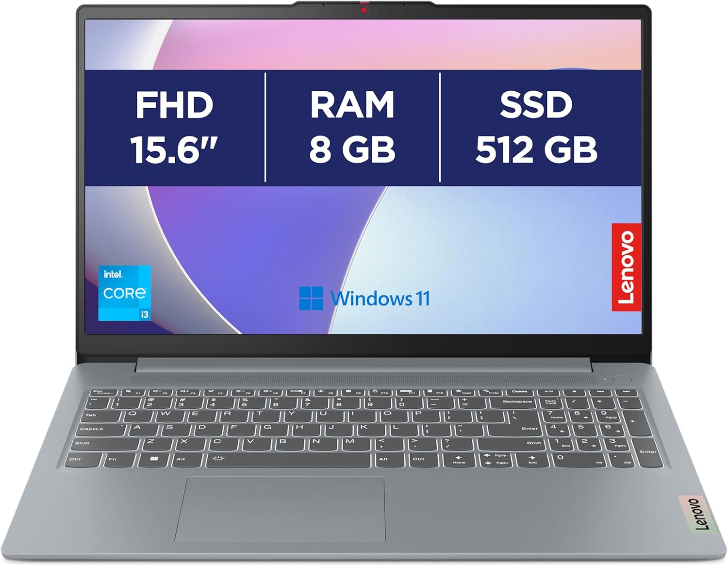 Lenovo IdeaPad Slim 3 15IAH8 – PC portable 15,6’’ FHD avec processeur Intel i3-N305, 8 Go RAM, 512 Go SSD, Windows 11 Home, poids léger 1,55 kg, clavier AZERTY FR, RapidCharge, gris.