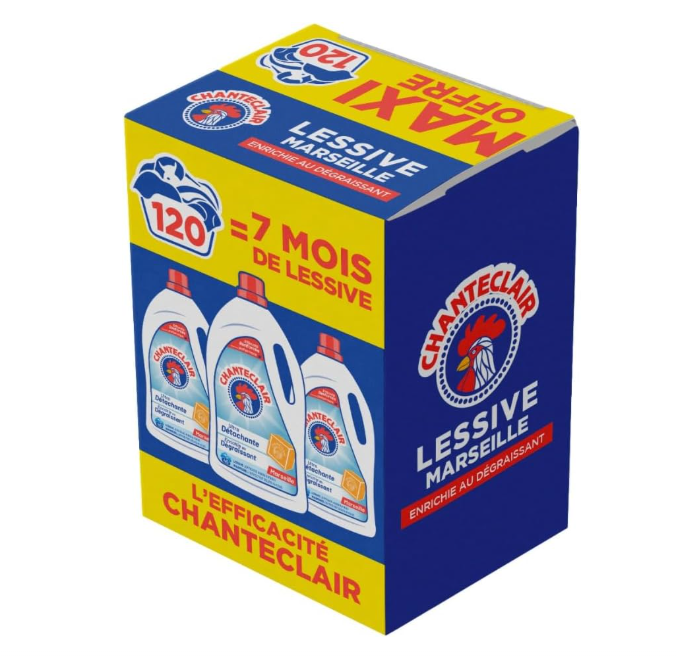 Chanteclair Lessive Liquide Marseille – Lot 3 × 1,8 L – 120 lavages – promo Amazon pas chère