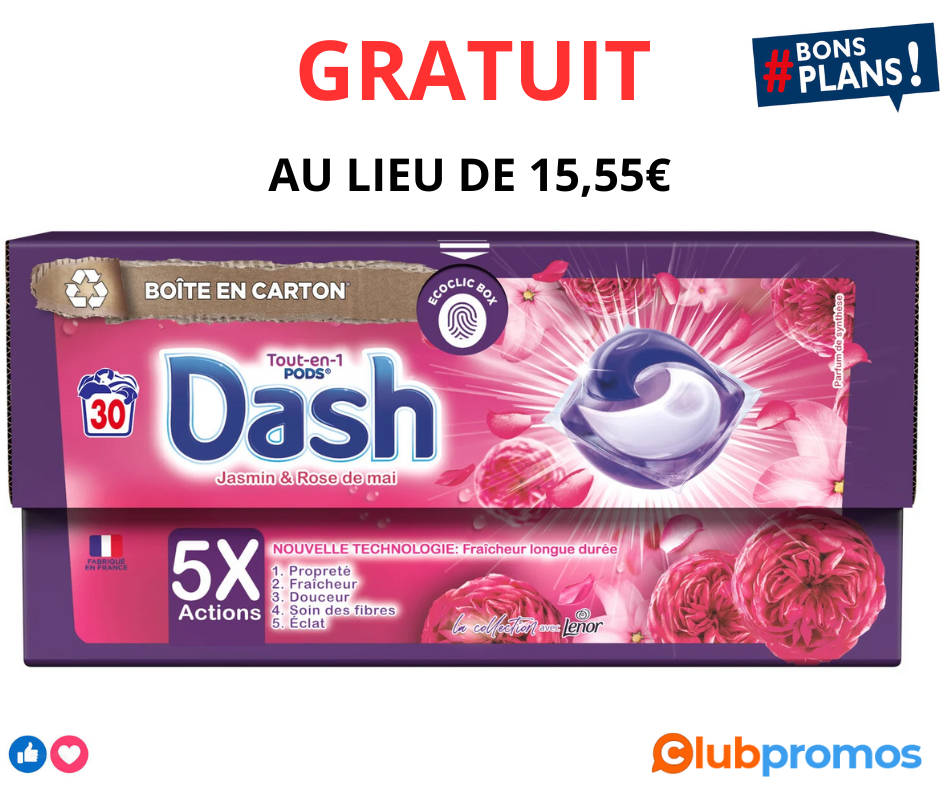 Lessive en capsules Dash x30 GRATUITE - Différentes variétés (via 10,47€ carte fidelité et ODR...png