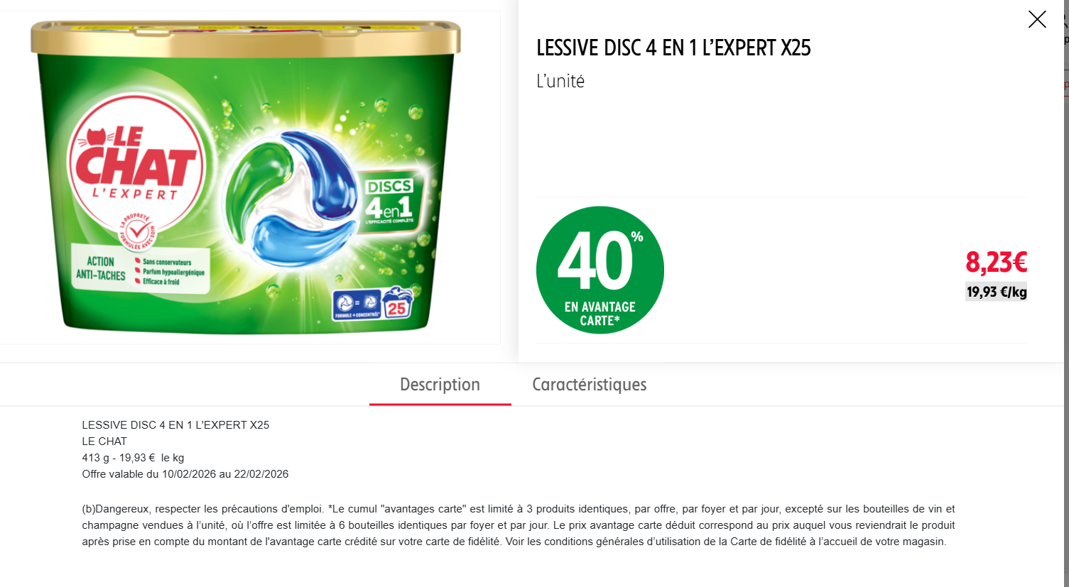 : Lot de 25 capsules de lessive Le Chat L’Expert 4-en-1 en promotion chez Intermarché avec cagnotte fidélité et bon de réduction pour un prix final de 1,93€