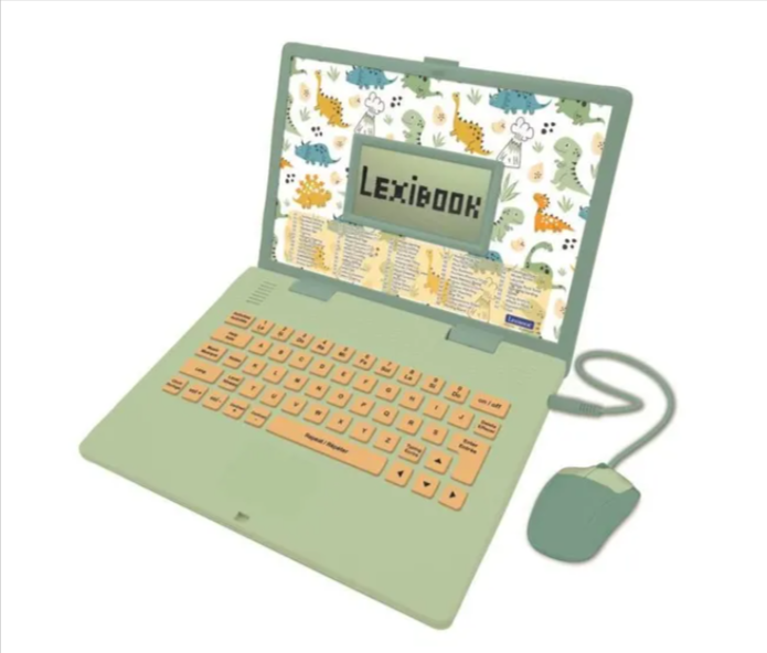 Ordinateur éducatif bilingue Lexibook Dinosaure 124 activités en anglais et français pour enfants, avec souris et clavier réalistes
