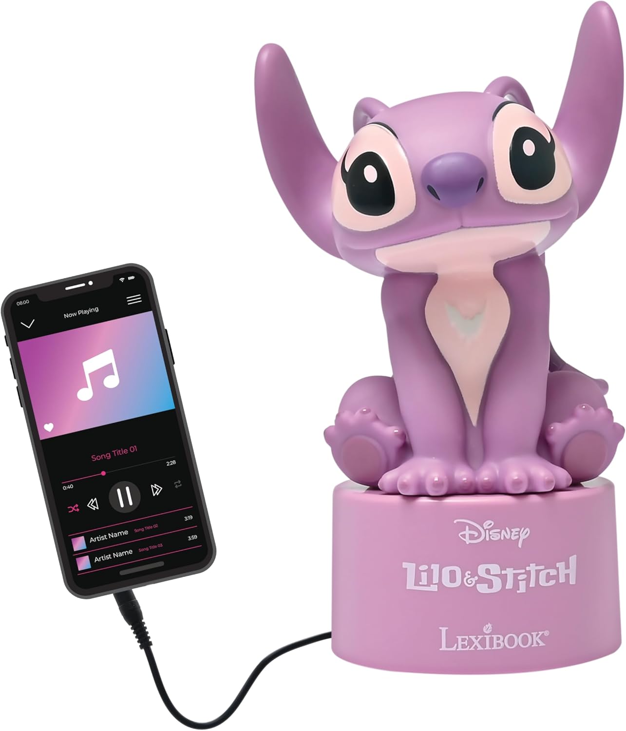  Veilleuse Lexibook Disney Stitch Angel rose NS01D1, LED à changement de couleur, haut-parleur intégré, minuterie 15 min, fonctionne sur piles, offre Amazon
