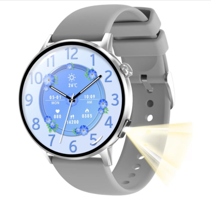Montre connectée femme Lgnitek AMOLED 1,32, appels Bluetooth, lampe torche, IP68 – promo 15,99 € sur Amazon