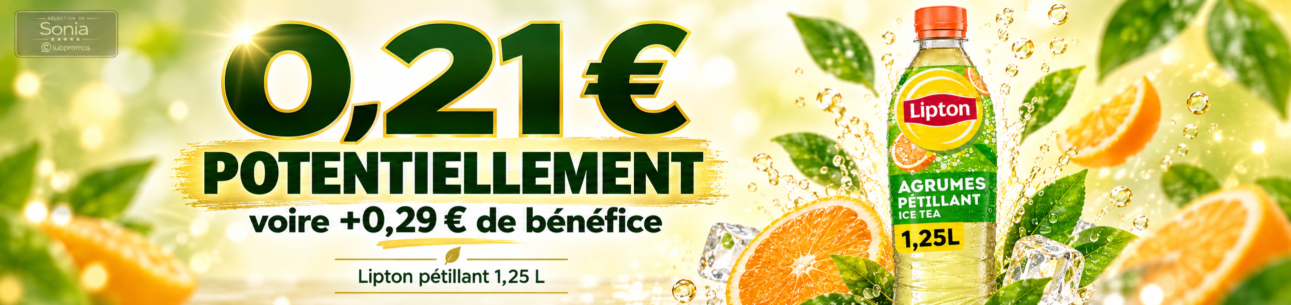 Lipton Thé Glacé Pétillant agrumes potentiellement à 0,21 € chez Carrefour avec remboursement possible