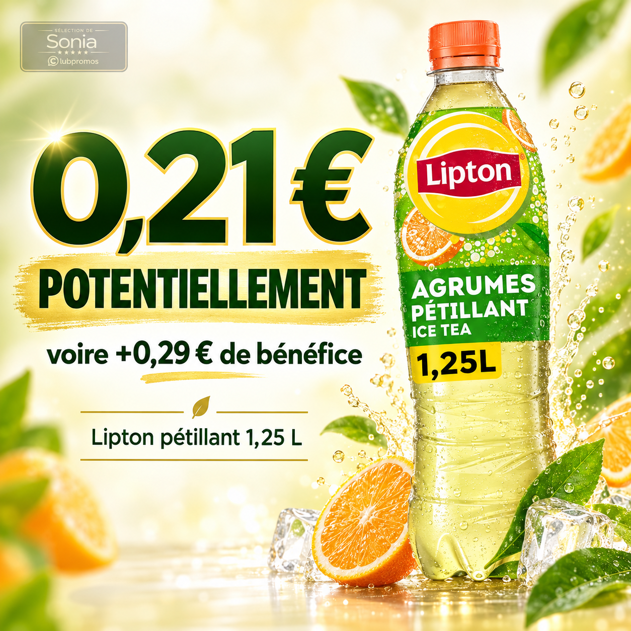 Lipton Thé Glacé Pétillant agrumes potentiellement à 0,21 € chez Carrefour avec remboursement possible