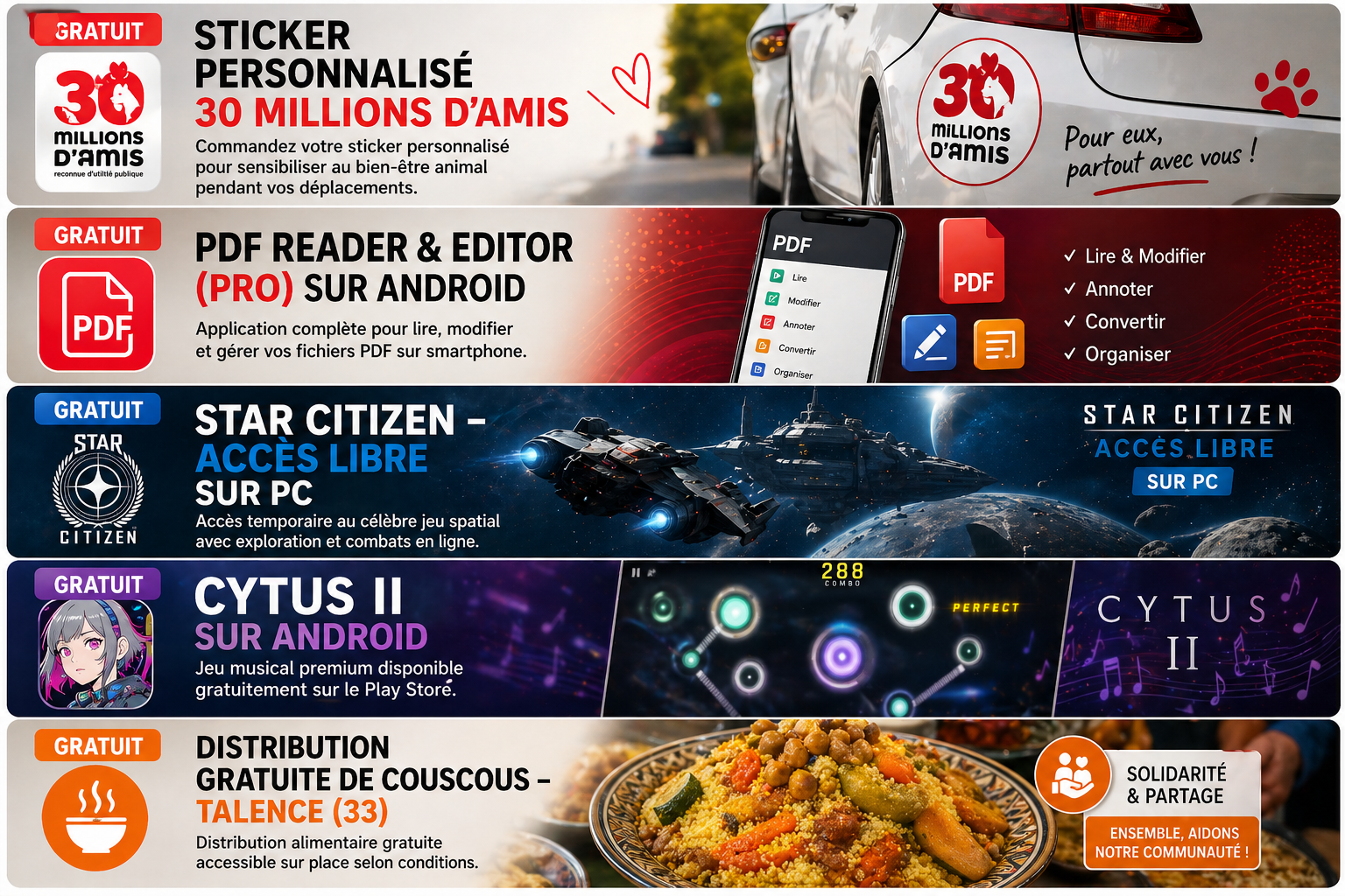 Visuel bons plans Clubpromos du 30 avril 2026 avec offres gratuites, cadeaux offerts et promotions Amazon, Lidl, Cdiscount, mettant en avant abonnements gratuits, produits offerts et bons plans du jour dans un format impactant réseaux sociaux.