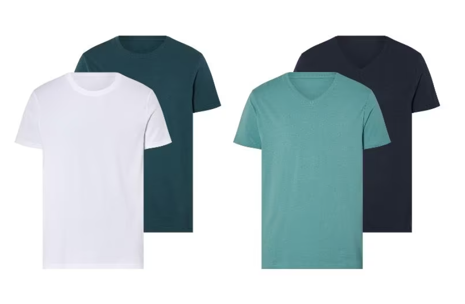 Lot de 2 t-shirts homme LIVERGY 100 % coton — col rond & col V — promo Lidl