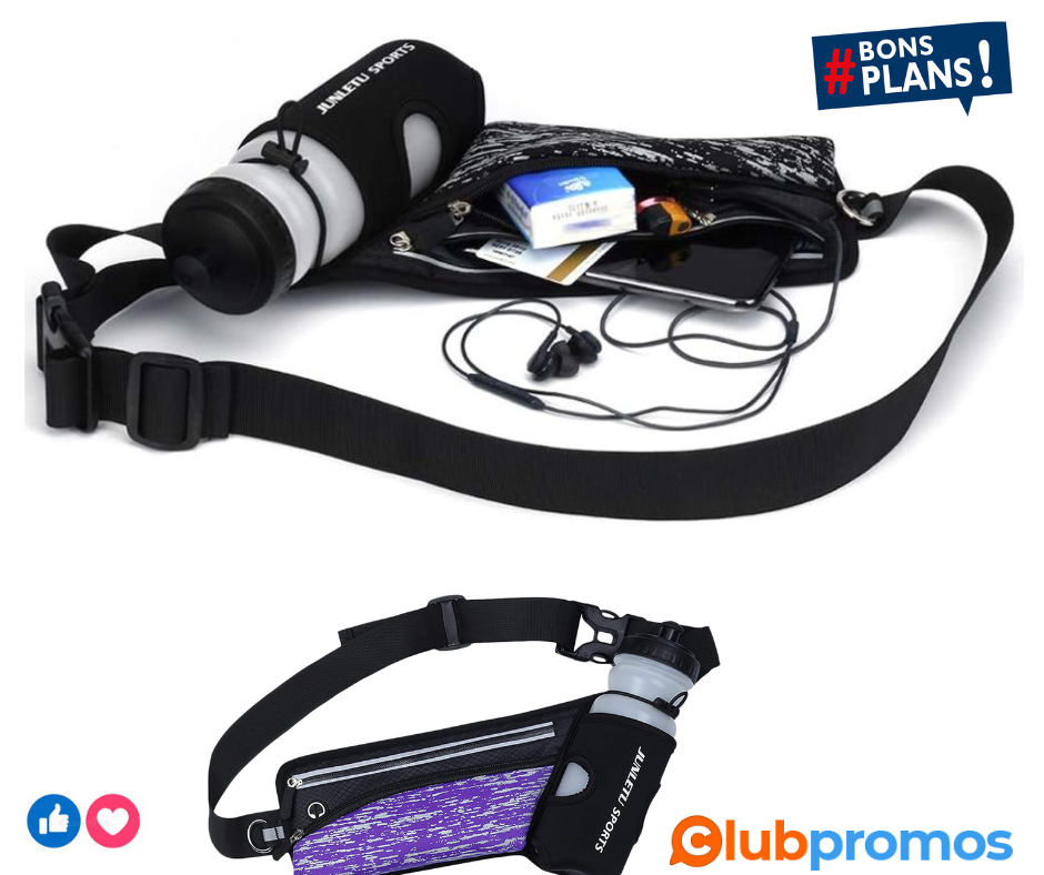 Lixada Ceinture Réfléchissante de Course à Pied avec Sac de Bouteille Deau pour Sports de Plei...png