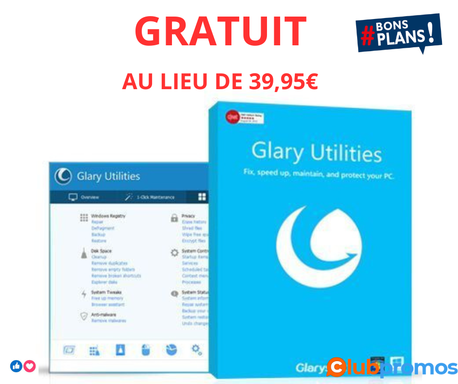 Logiciel Glary Utilities Pro Licence à Vie GRATUITE, Économise 39,95€ et Booste ton PC.png