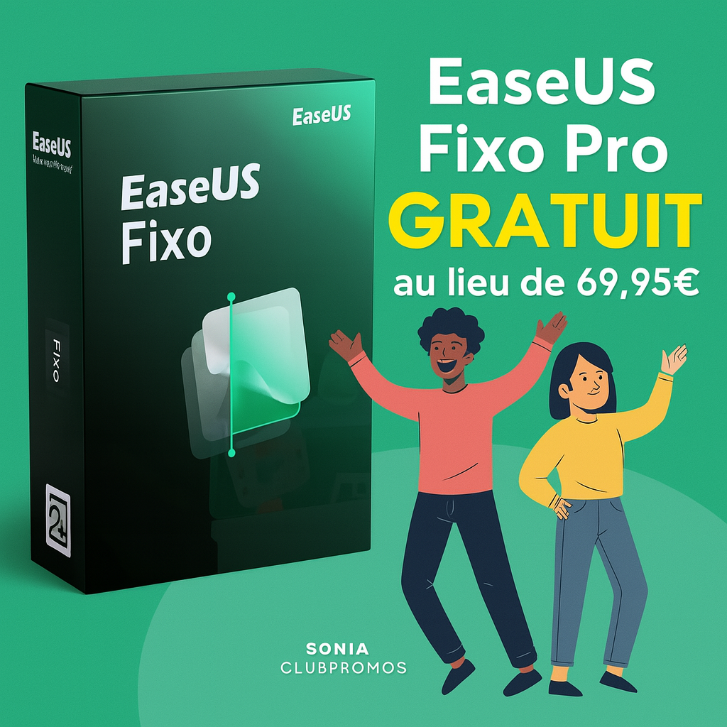 Capture écran du logiciel EaseUS Fixo Pro en cours de réparation d'une vidéo corrompue – interface intuitive, bouton réparer visible – bon plan gratuit 1 an