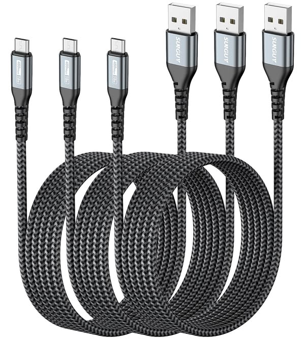  Lot de 3 câbles Micro USB SUNGUY 2 mètres – charge rapide 18W – connecteurs renforcés – nylon tressé ultra résistant – compatible Samsung, Kindle, Motorola – bon plan Amazon tech pas cher