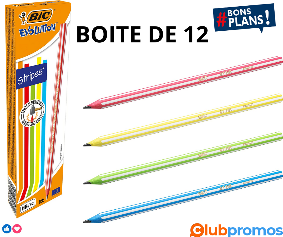 Lot de 12 crayons Bic Evolution Stripes.png