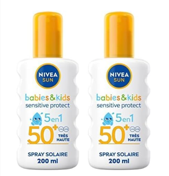 Lot de 2 NIVEA SUN Kids Spray solaire Protect & Play Sensitive FPS 50+, protection solaire enf...png