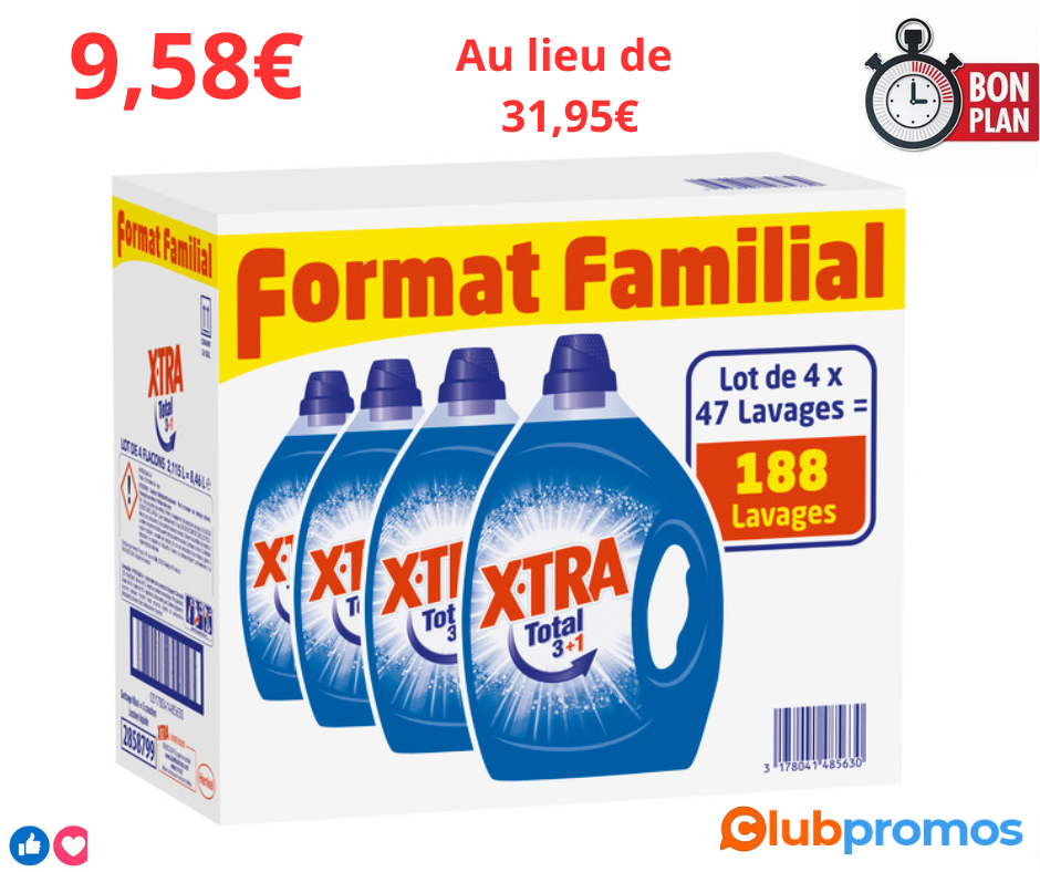 Lot de 4 bidons de lessive liquide Total Xtra (via 22,37€ sur la Carte de Fidélité).png