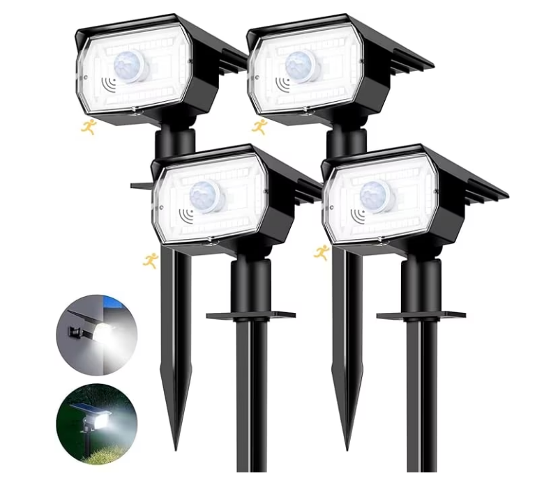 Lot de 4 lampes solaires nipify 56 LED avec détecteur de mouvement – étanches IP65, lumière blanche froide 6500K, recharge solaire rapide