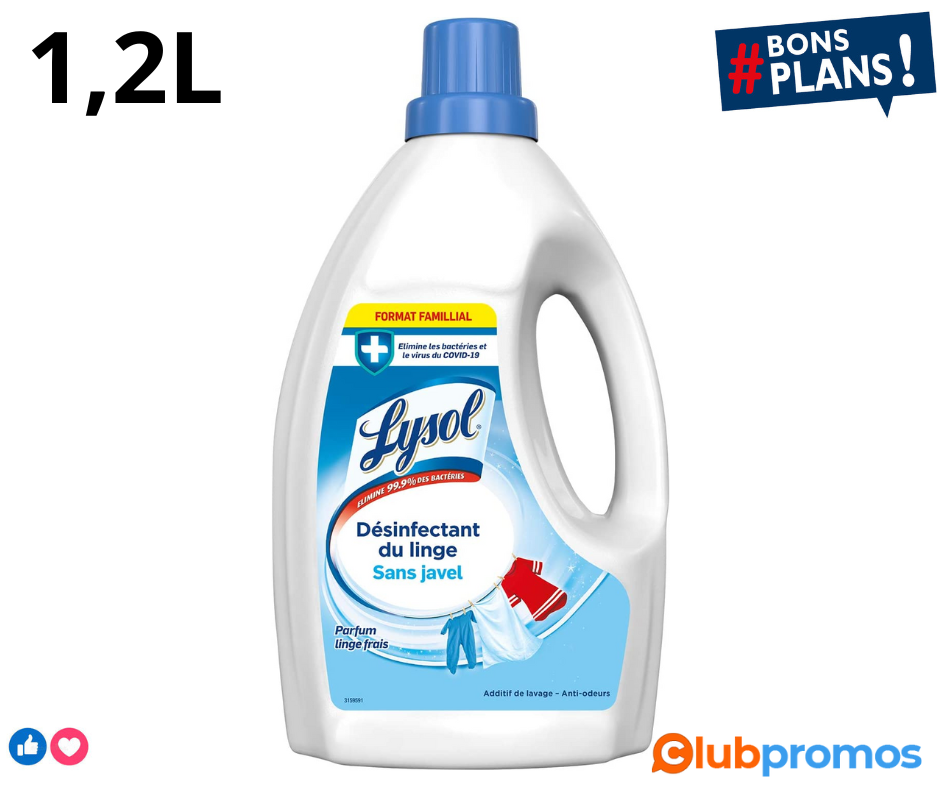 Lysol Désinfectant du Linge Parfum Linge Frais Format Familial - 1,2 L 2.png