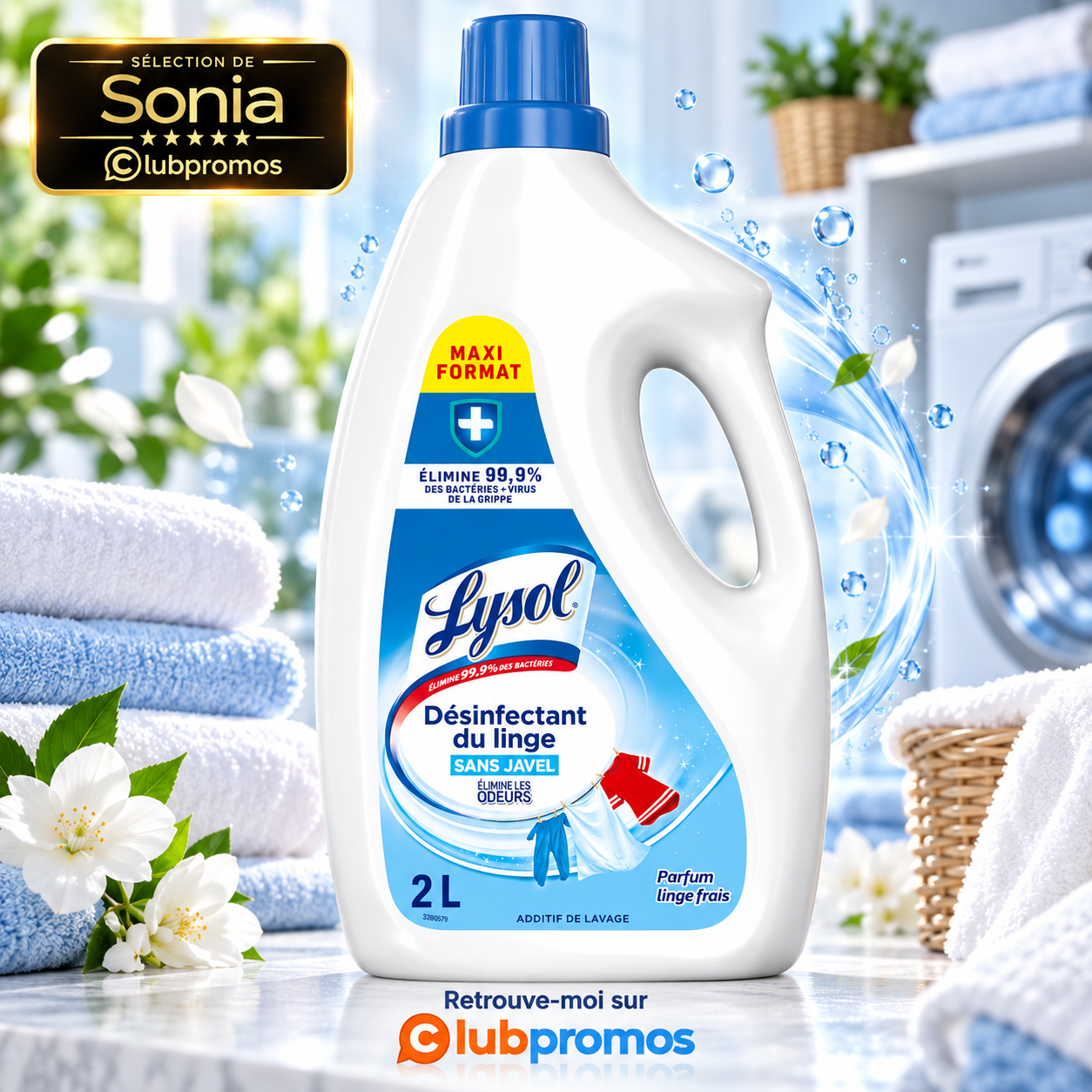 Lysol Désinfectant du Linge liquide 2 litres à 5,18 € sur Amazon avec parfum Linge Frais et formule sans javel