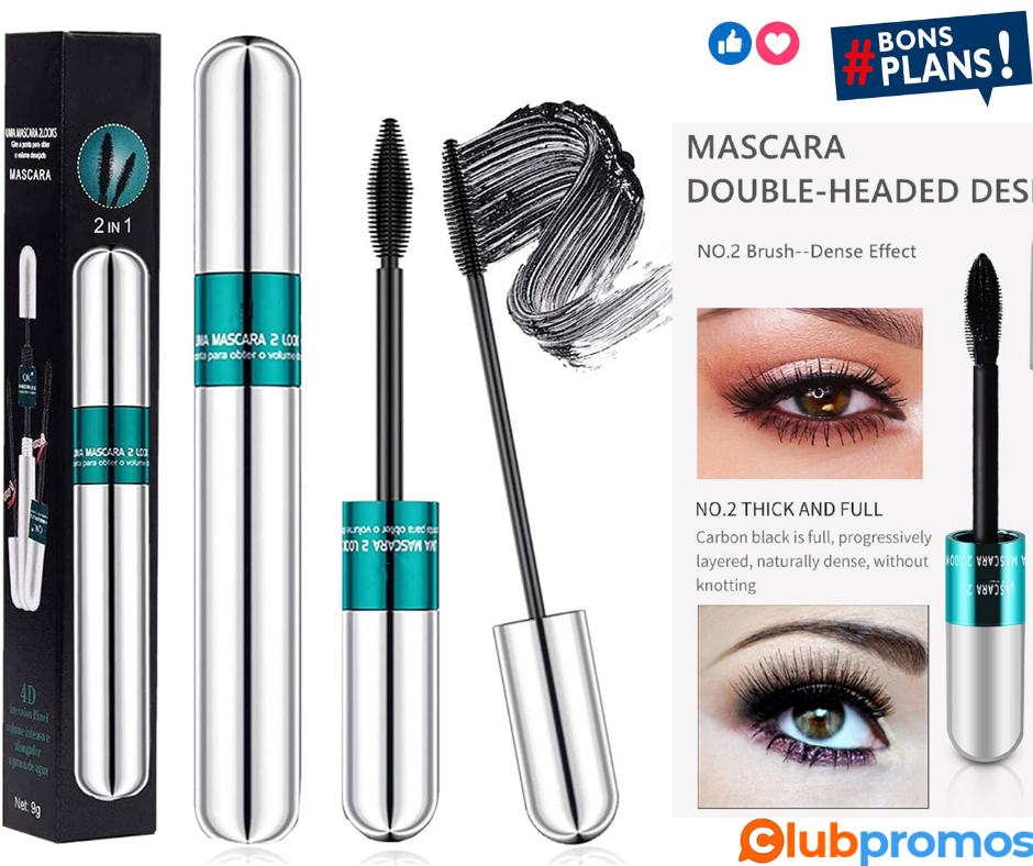 Mascara fibre de soie 4D, Mascara Volume ImperméAble Noir, allongement de cils extra long et m...png