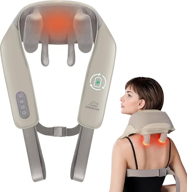 Le masseur de nuque Snailax 4D sans fil est un appareil innovant conçu pour offrir un soulagement efficace des douleurs cervicales et des tensions musculaires. Grâce à sa technologie 4D, il reproduit de manière réaliste les techniques de massage utilisées par les professionnels, offrant une expérience de massage profonde et apaisante. De plus, il est équipé d'une fonction de chaleur réglable qui contribue à détendre encore davantage les muscles et améliorer la circulation sanguine.  Ce masseur est particulièrement pratique grâce à sa conception sans fil, permettant une utilisation confortable à la maison, au bureau ou même en voyage. Son design ergonomique s'adapte parfaitement à la courbure de la nuque, garantissant un massage ciblé là où c'est le plus nécessaire. Vous pouvez facilement ajuster l'intensité du massage selon vos préférences, ce qui en fait un outil personnalisé pour répondre aux besoins de chaque utilisateur.  En somme, le masseur de nuque Snailax 4D avec chaleur réglable représente une solution idéale pour ceux qui cherchent à soulager le stress quotidien et les douleurs musculaires, tout en profitant du confort d'un massage à domicile.