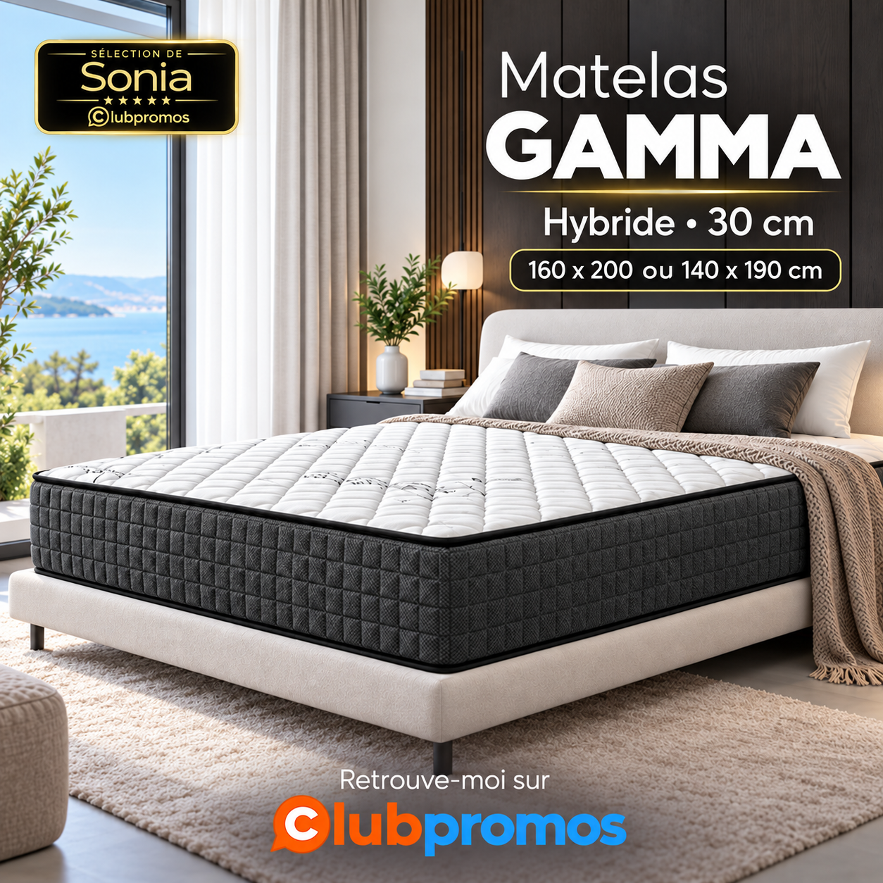 Matelas GAMMA hybride 30 cm à 184,99 € chez Cdiscount avec ressorts ensachés, mémoire de forme, mousse HR et latex