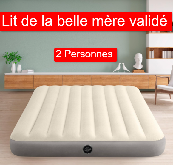 Matelas gonflable Queen INTEX Dura-Beam 2 personnes taupe gris, hauteur 25 cm, technologie Fiber-Tech, dessus floqué, valve 2 en 1 pour gonflage et dégonflage rapide, promotion Amazon à 11,99€.