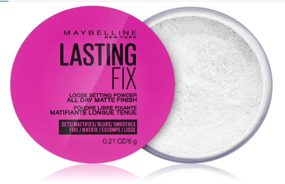 Poudre libre fixante Lasting Fix Maybelline New York – maquillage matifiant transparent, teinte universelle, fini longue tenue, idéale pour peau mixte à grasse