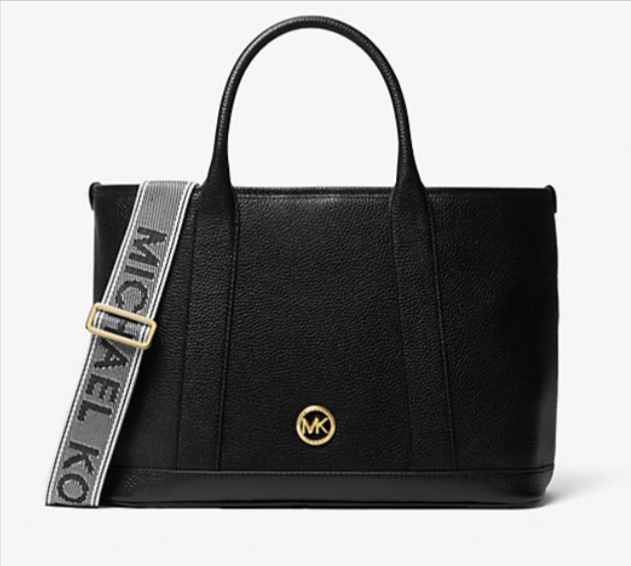 Cabas Michael Kors Luisa en cuir grainé – 36,8×23,5×14 cm, plusieurs coloris, anses + bandoulière logo, détails dorés, promo 120 € au lieu de 350 €