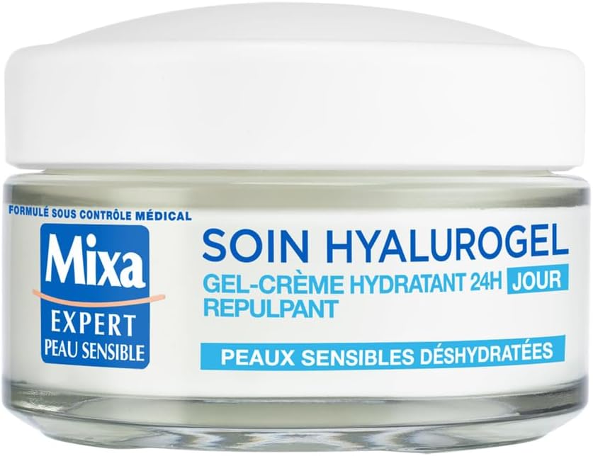 Gel-crème Mixa Hyalurogel 24H – soin hydratant intensif pour peaux sensibles à l’acide hyaluronique – format 50ml, en promo sur Amazon