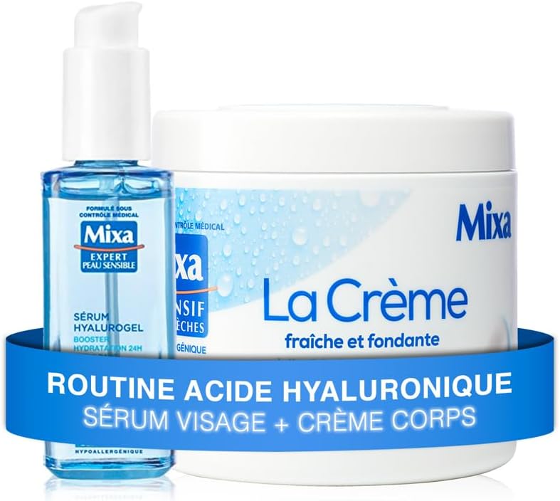 Routine soin Mixa Expert Peau Sensible – Sérum Hyalurogel et Crème Fraîche et Fondante