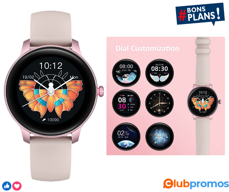 Montre Connectée pour Femme, RIVERSONG Smartwatch avec Moniteur de Fréquence Cardiaque1,09 pou...png