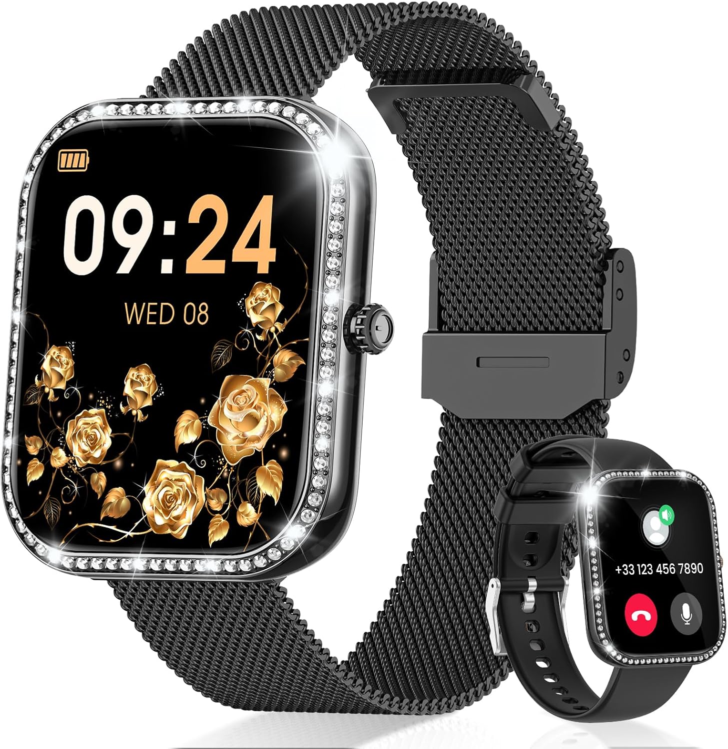 Montre connectée femme Fitnynxos 1,75 pouces HD – appels Bluetooth, IP68, 130 sports, suivi santé, cycle féminin – 20,67 € sur Amazon