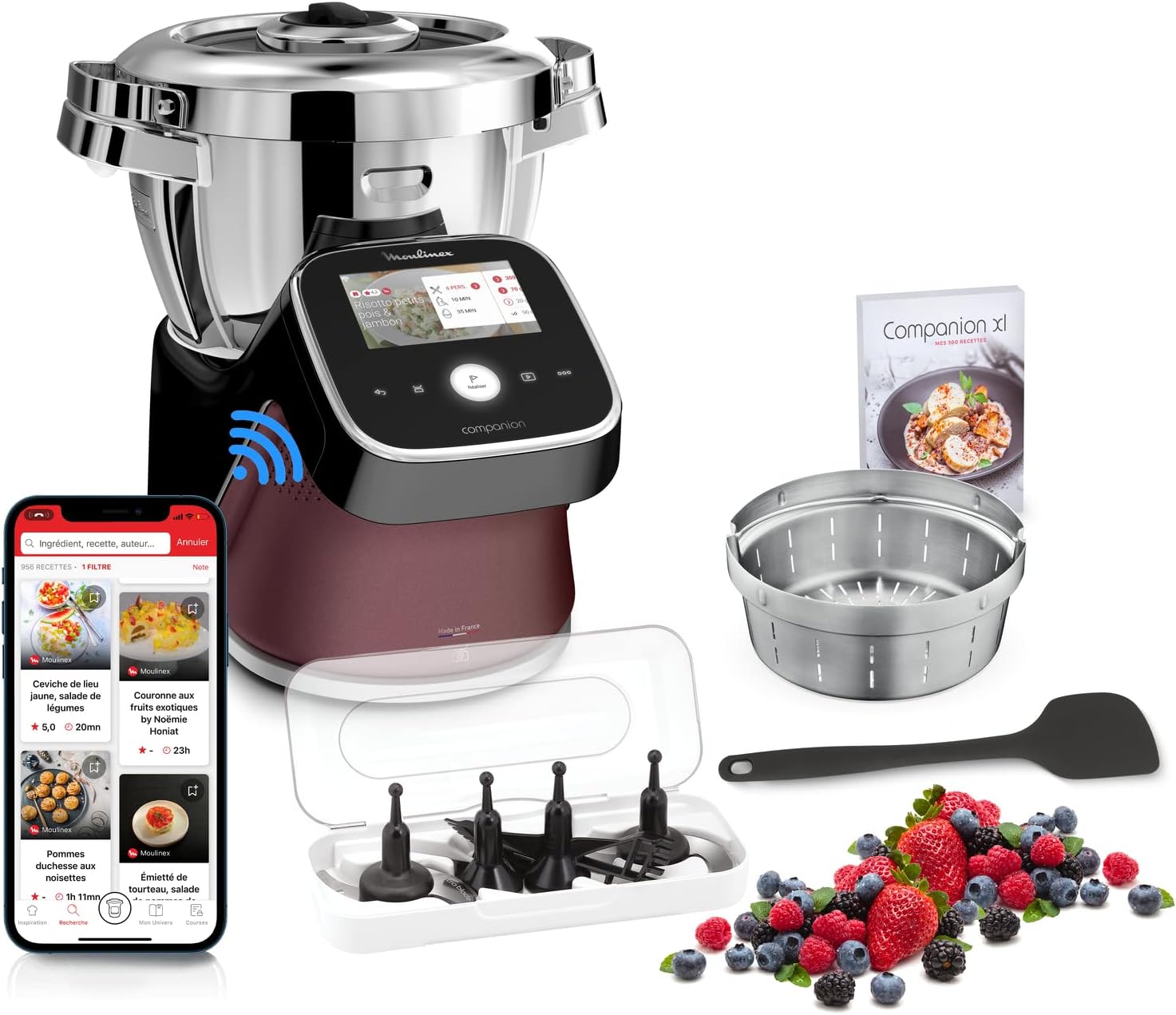 Robot cuiseur Moulinex i-Companion Touch Pro HF93E610 – bol 4,5 L, écran tactile connecté, recettes vidéo, balance intégrée, silencieux, réparabilité 15 ans.