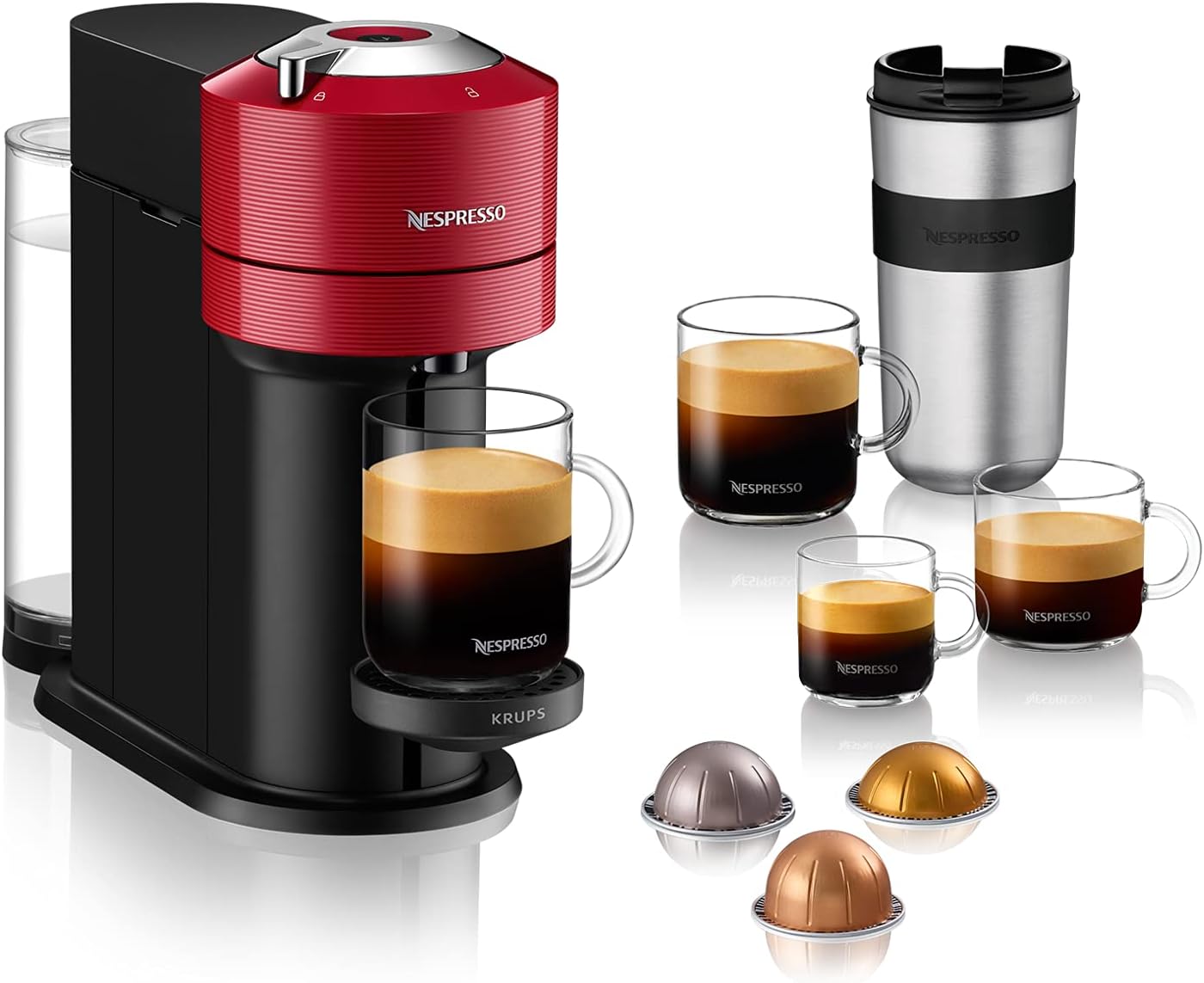 Machine à café Nespresso Krups Vertuo Next rouge – bon plan Amazon à 59€, cafetière design avec capsules offertes, 5 tailles de tasses, technologie Centrifusion