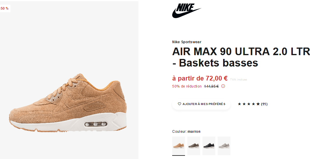 Nike Sportswear AIR MAX 90 ULTRA 2.0 LTR   Baskets basses   flax sail med brown   ZALANDO.FR(2).png