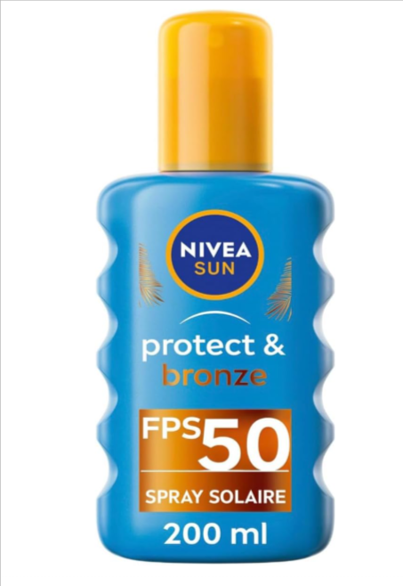 Spray solaire NIVEA SUN FPS 30 et FPS 50 avec extrait de pro-mélanine, protection solaire et bronzage naturel