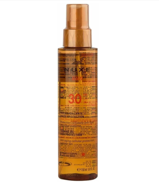 Nuxe Sun Huile Bronzante Visage et Corps SPF30 – 150 ml – Protection solaire – Teint doré naturel – 11,20€ au lieu de 26,90€