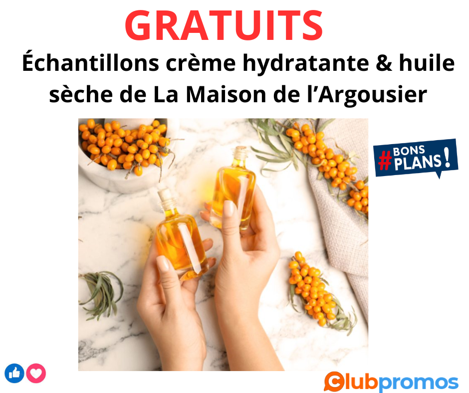 Obtiens gratuitement des échantillons de la crème hydratante et de l'huile sèche de La Maison ...png