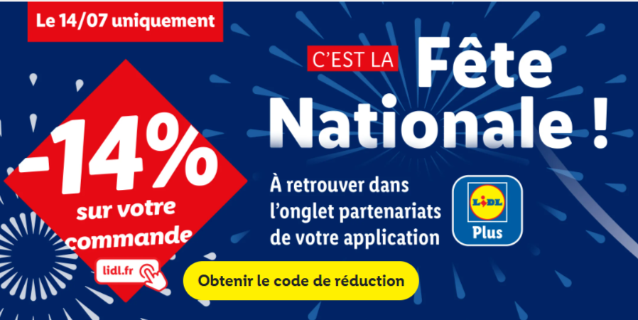 Offre de réduction Lidl 14% sur une sélection de produits, promotions exceptionnelles en ligne et en magasin, produits de qualité à prix réduits pour la cuisine, le bricolage, le jardinage et plus encore.