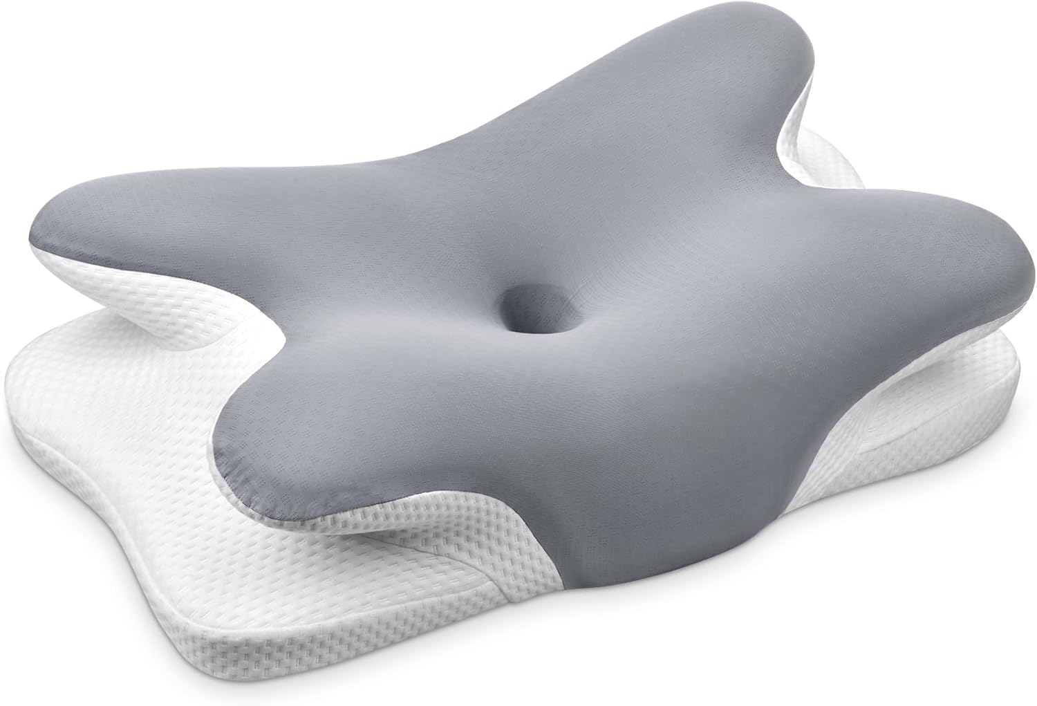 Oreiller ergonomique cervical Ehomfory à mémoire de forme avec 5 zones de soutien, design 2-en-1 pour dormeurs sur le côté, le dos ou le ventre, dimensions 67 x 37 x 9/12 cm, proposé à 20,51€ sur Amazon