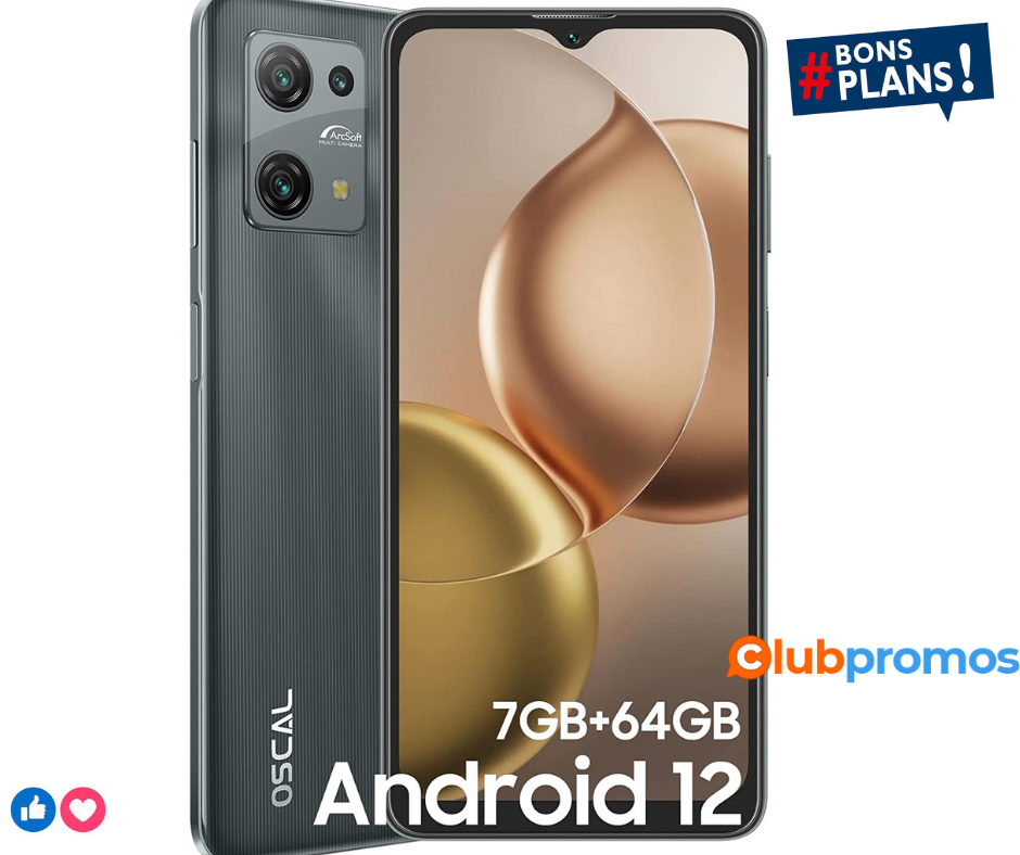 OSCAL Telephone Portable, C30Pro Smartphone Pas Cher, 7GO RMA+256Go ROM Extensible, Caméras 12...png