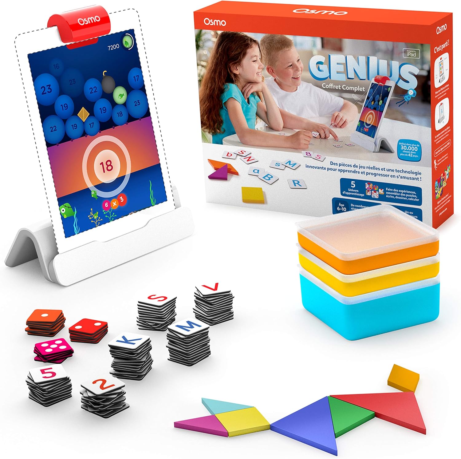 Coffret éducatif Osmo Genius Starter Kit pour iPad avec jeux interactifs apprentissage maths orthographe dessin physique enfants 6 à 10 ans en promotion à 19,65€ sur Amazon