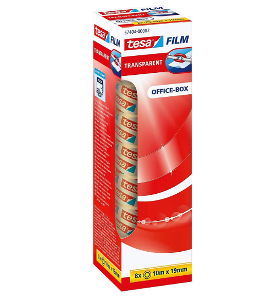 pack de 8 rubans adhésifs transparents Tesafilm grande adhérence 10m x 19mm
