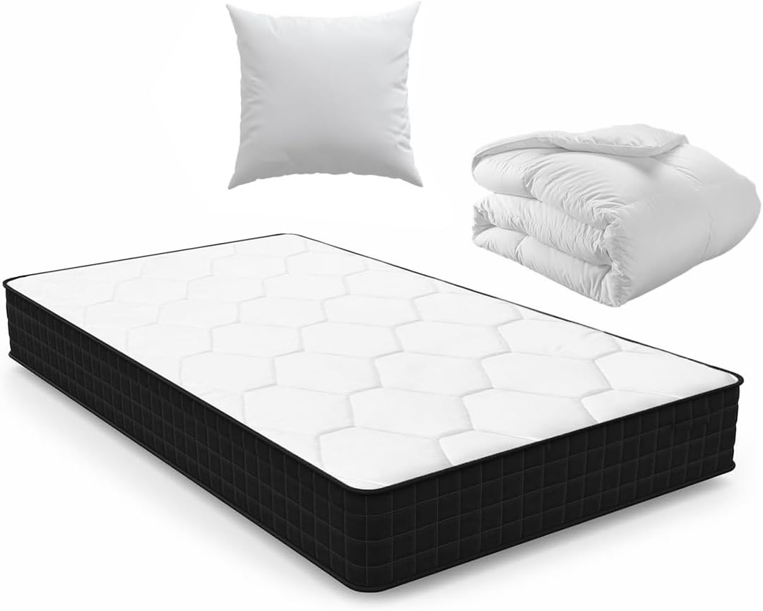  Pack literie Luxirest 1 personne, matelas 90x190, couette 140x200, oreiller 60x60, mousse mémoire de forme et soutien ergonomique