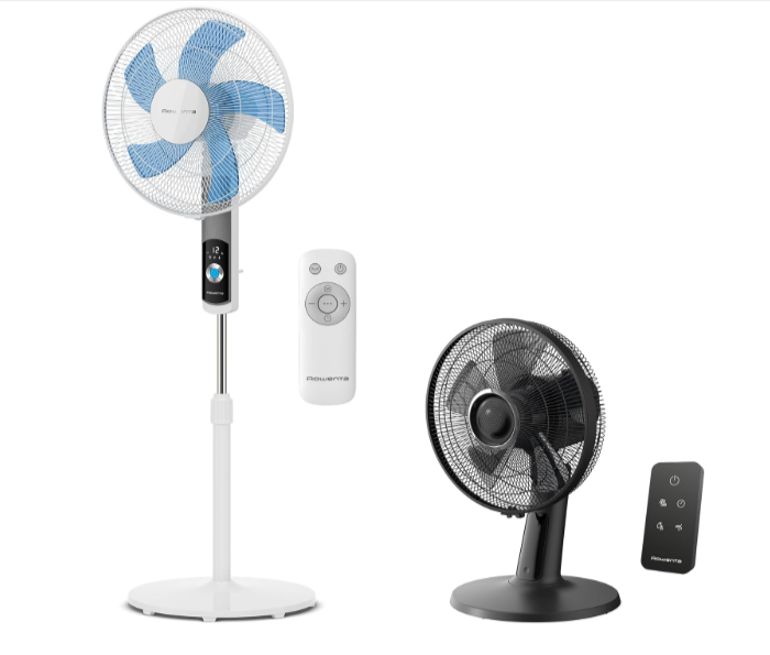  ventilateur Rowenta Turbo Silence VU5650F0 sur pied et VU2750F0 de table avec télécommande, silencieux, 12 vitesses, économie d’énergie, actuellement en promotion sur Amazon