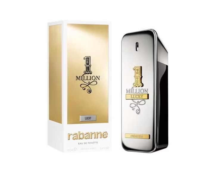 Eau de toilette homme Paco Rabanne 1 Million Lucky 100 ml, parfum boisé et épicé avec prune, pamplemousse, miel, noisette et cèdre, présenté en bon plan à 45,15€ chez Nocibé.