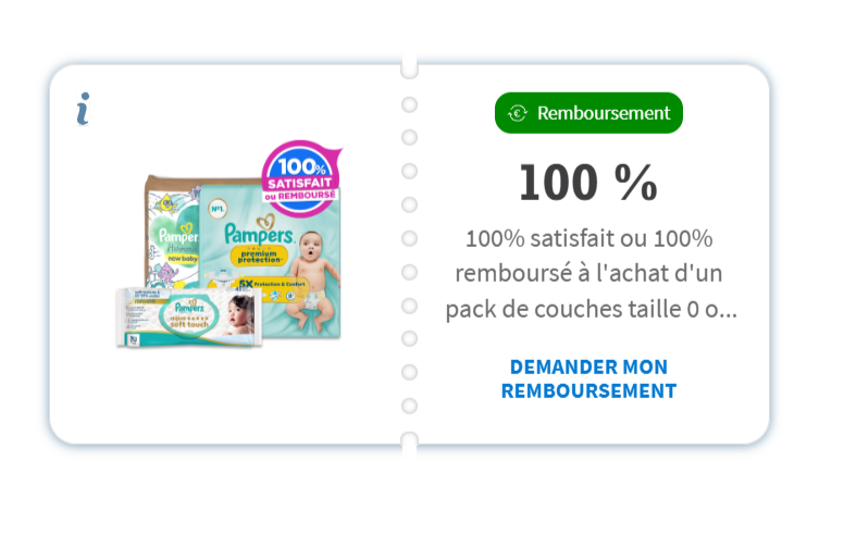 Offre Pampers 100 % remboursée sur couches naissance et gros lots de lingettes